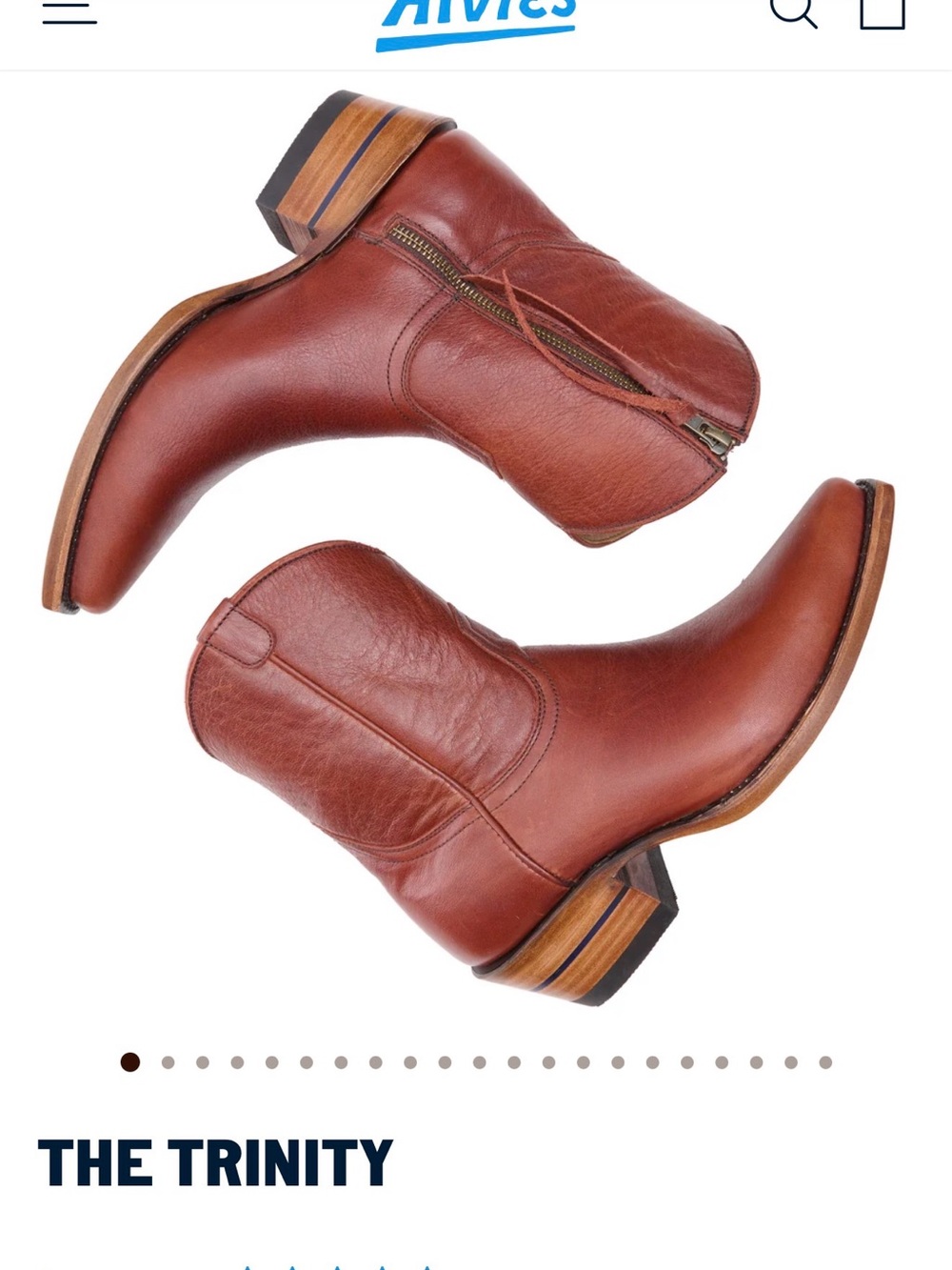 Alvies Women's Trinity Brown Leather western cowboy Ankle Booties 7.5
